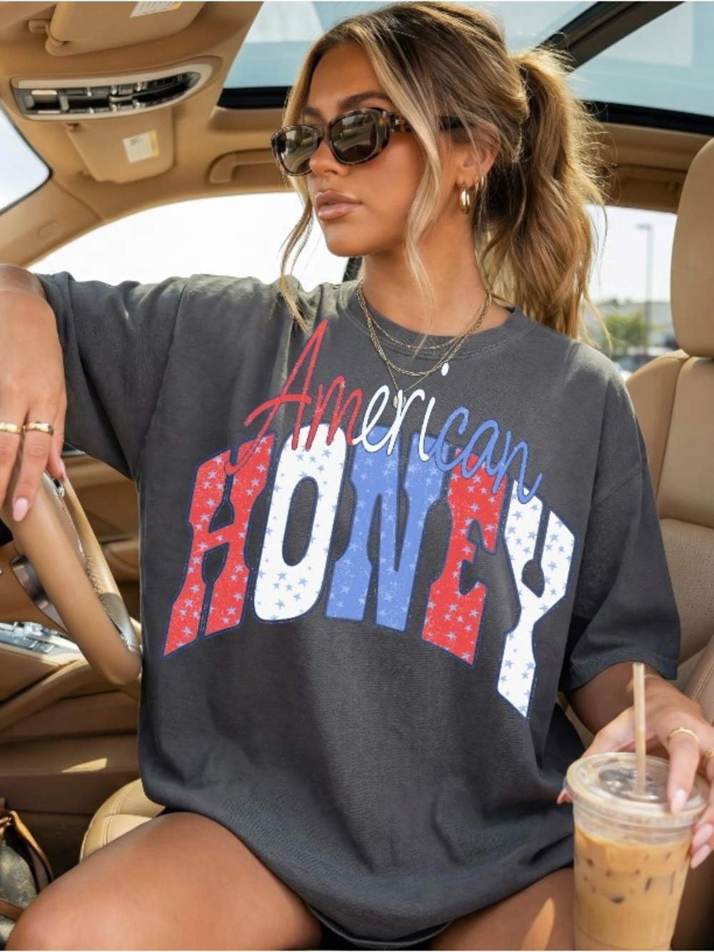 American Honey Retro 4th of July Custom Tee